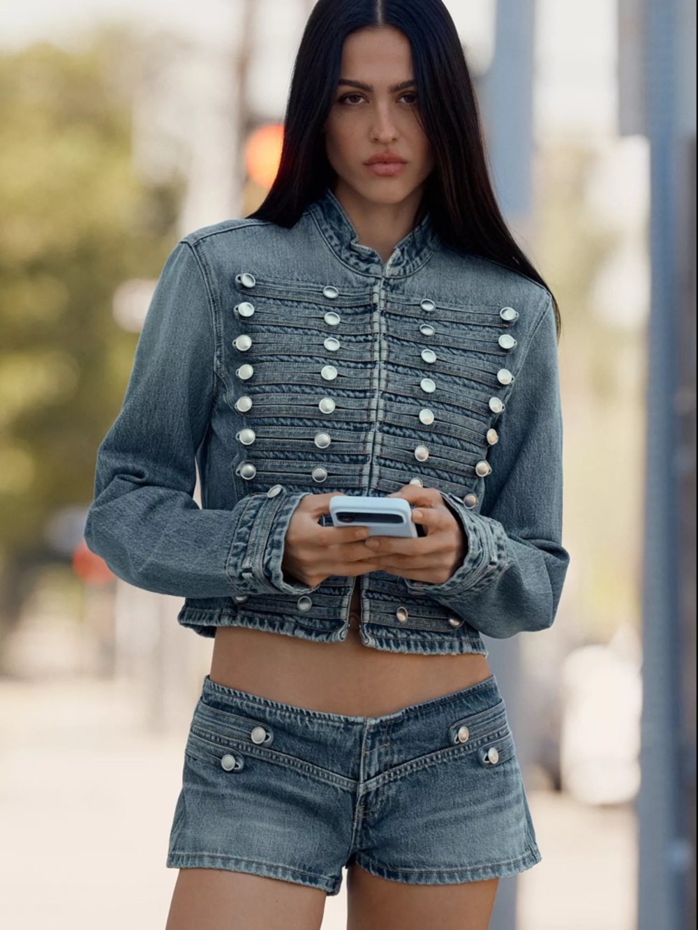 ZARA TRF FITTED BUTTON DENIM JACKET